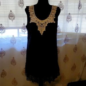 Style & Co Black Lace Tunic Size L